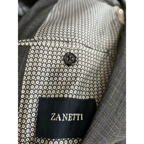 NWT Zanetti Mateo Gray Micro Plaid Two Button Suit Jacket Wool Blend Blazer 44R - Picture 4 of 8